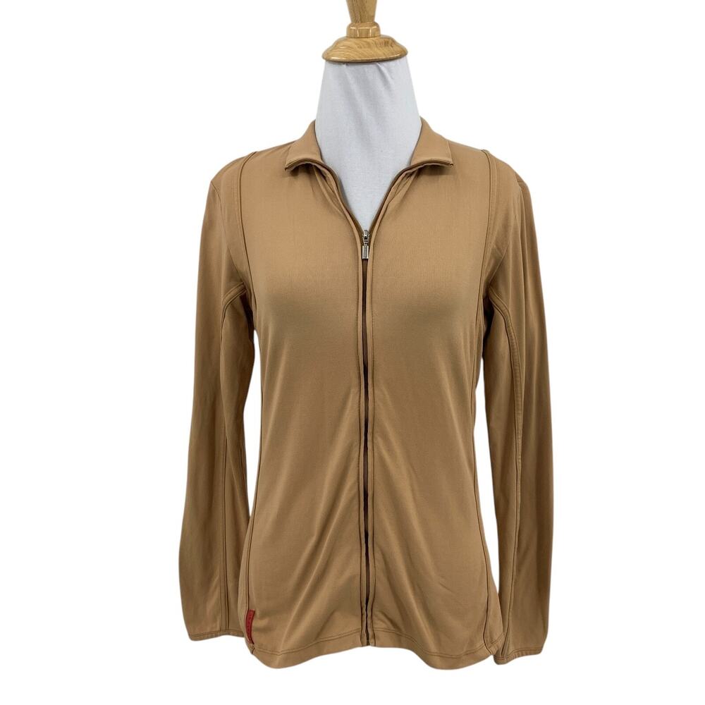 Bugatchi Jacket Womens S Cobblestone Nylon Blend Full Zip Stretch Long Sleeve